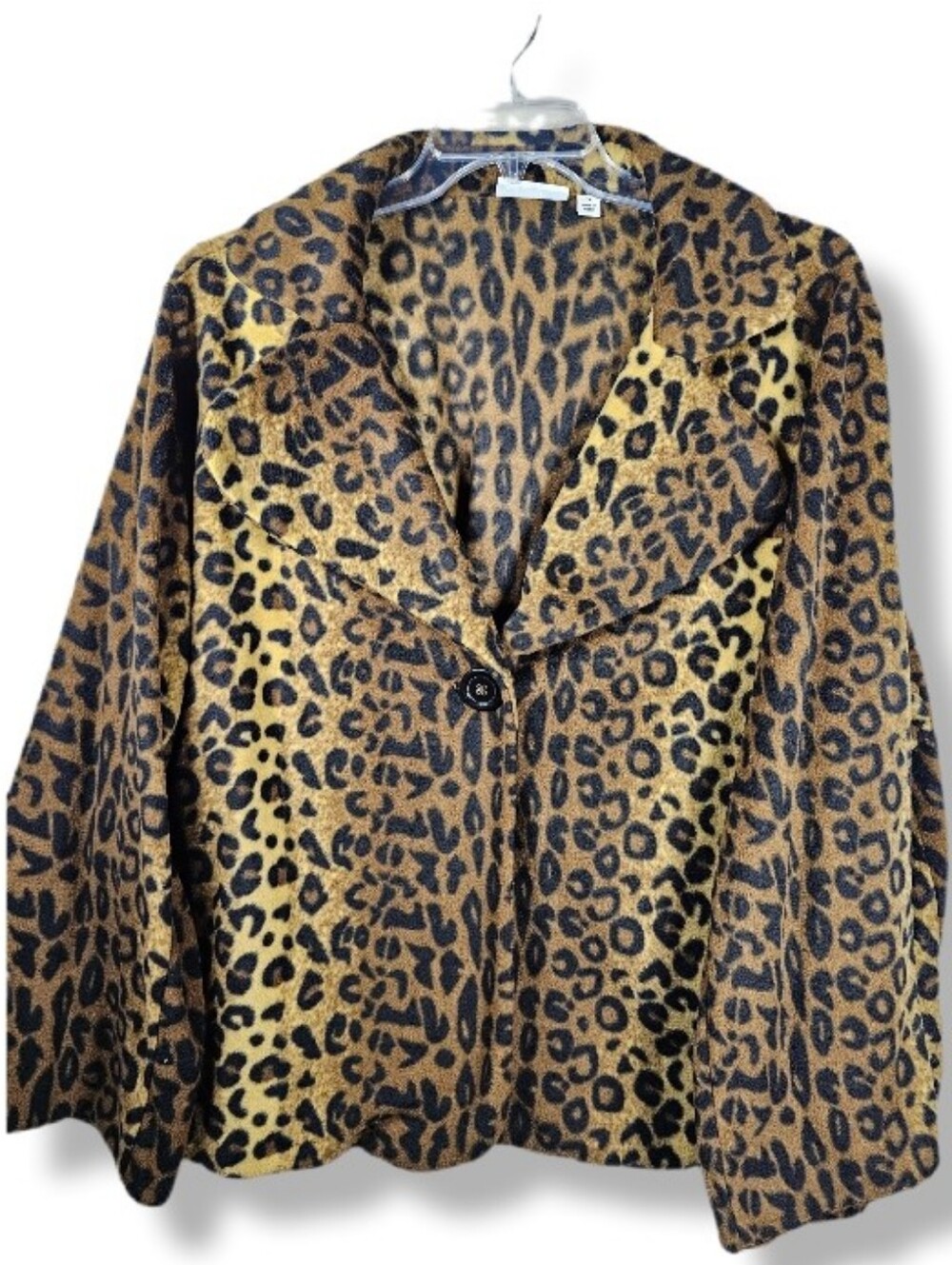 Susan Graver 3X Leopard Swing Statement Dress Jacket Fleece Mob Wife Cocktail